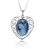 Sterling Silver Guardian Angel Cameo Pendant with Chain