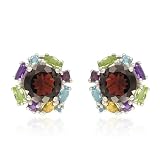 41hld4u%2BDNL. SL160  Sterling Silver Round Shaped Garnet Earrings