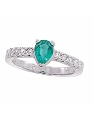14K White Gold Emerald and Diamond Ring -- LIFETIME WARRANTY