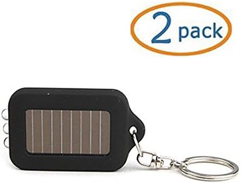 Black Solar-powered LED Flashlight Keychain Pack of 2