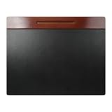 Wood Tones Series Desk Pad with Wood Pencil Ledge, 19x24, Mahogany ELD23390