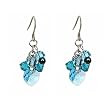 Earrings - E14 - Swarovski Crystal Heart & Pearl Cluste ~ Aqua & Blue Zircon