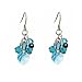 Earrings - E14 - Swarovski Crystal Heart & Pearl Cluste ~ Aqua & Blue Zircon