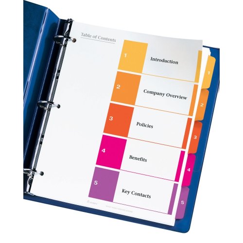 Avery Ready Index Multicolor Table of Contents Dividers, 24 Sets (11167)