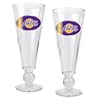 Los Angeles Lakers NBA 2pc Pilsner Glass Set with Basketball on stem - Oval Logo by Great American Products