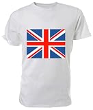 Union Jack Flag T shirt, white size Large