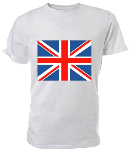 Union Jack Flag T shirt, white size Large