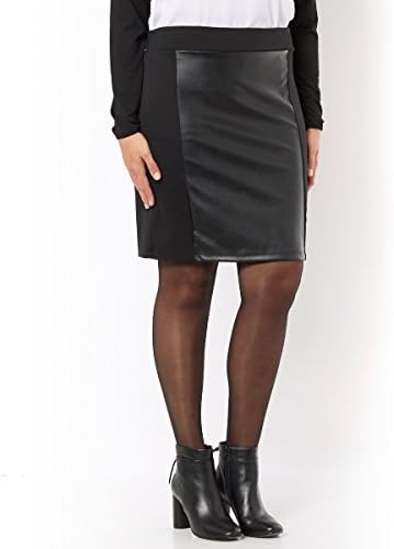 Taillissime Womens Faux Leather Panel&amp;Nbsp;Straight Cut Skirt Black Size Us 22 - Fr 52
