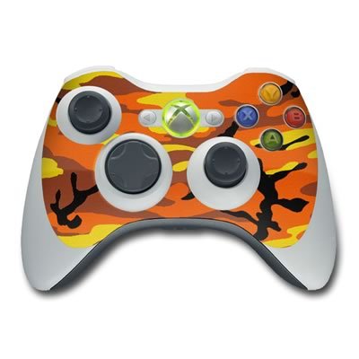 Orange Camo Design Skin Decal Sticker for the Xbox 360 Controller