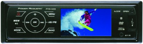 Power Acoustik PTID-3200 Single DIN A/V Source Unit w/ 3.2 TFT-LCD, Theft Deterrent Detachable Flip-down Faceplate Feather Touch Controls
