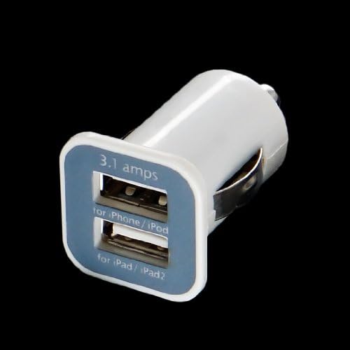 USAMS 3.1 Amps Dual Universal USB Car Charger Designed for Apple, Android and Smartphone Devices (White)