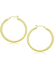 14K Yellow Gold Polished Hoop Earrings (40 mm)