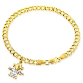 10K Yellow Gold 0.35 Carat Diamond Charm Bracelet 7 by Netaya