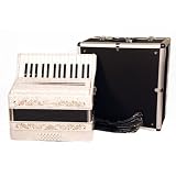 Barcelona Full-Size 30 Key Piano Styled Accordion - White with Free Locking Case