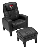 NC State Wolfpack Casual Leather Chair with Ottoman