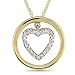Diamond Accent Heart and Circle Pendant in 10k White and Yellow Gold, GHI, I2-I3