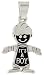 Sterling Silver Oxidized Smiling Boy Pendant, 13/16