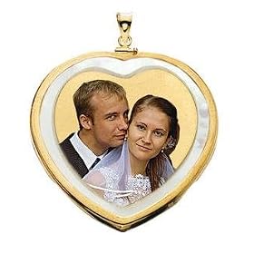 Custom Photo Heart Pendant  Sterling Silver Mother Of Pearl Heart Pendant With Bezel Frame