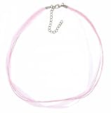 Necklace Cord For Pendants - D16 - 5-Strand Organza and Cotton Cord Mixed ~ 17 + 2 Extension Chain ~ Silver Plated Ends ~ Pink
