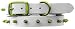 Platinum Pets Genuine WLC24INCLMSPK Medium/Large Pearl White Leather Dog Collar with Spikes, Corona Lime