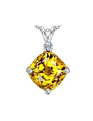 Original Star K (tm) Large 12mm Cushion Cut Simulated Citrine Pendant in 925 Sterling Silver