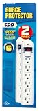 Prime PB2012x2 Six-Outlet 200-Joule White Surge Strip with 3-Foot Cord, 2-pack