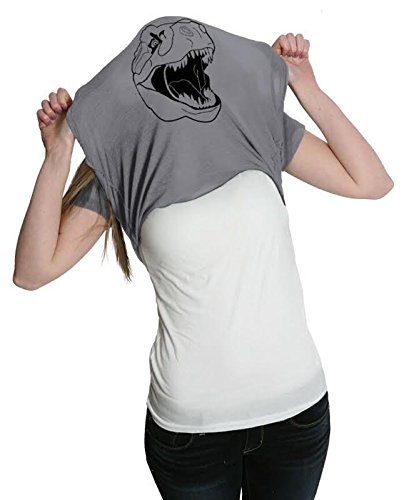 Womens Ask Me About My T-Rex Shirt Funny T Shirt Flip Dinosaur Tee (Gray) M