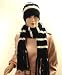 All In One Winter 2 Pc Woven Scarf And Hat Set For Women, Black Image #1