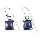 Barse Sterling Silver Genuine Lapis Square Earrings