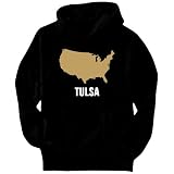 Tulsa - USA Map US Cities Mens Hoodie (Black, Sizes X-Small - XXX-Large)