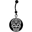 Black and White Sugar Skull Art Belly Ring