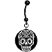 Black and White Sugar Skull Art Belly Ring