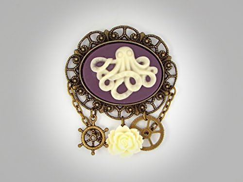 Octopus Cameo Brooch Pin