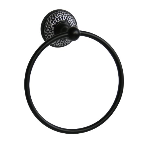 Elite Home Fashions Hammer Towel Ring, Matt Black
