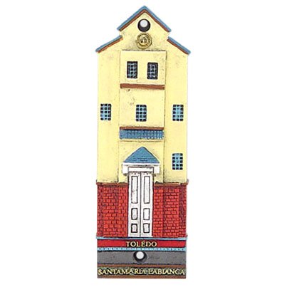 Resin Casted Mezuzah - Yellow Red and White Old Synagogue Design - in The Style of Santamaria Labianca in Toledo