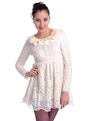 Feathers   Long Sleeves Scoop Neck  Dress With a Bow(s) and Ruffles