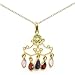 18kt Gold over Sterling Silver Genuine Stone Chandelier Pendant On Chain Necklace