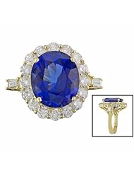 18K Yellow Gold Tanzanite and Diamond Ring -- LIFETIME WARRANTY