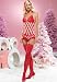  : Christmas Candy Cane Mesh Chemise Garter Sexy Lingerie Intimate Apparel with Sequin Lace Trim