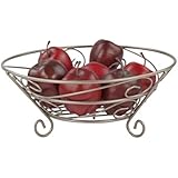 Home Basics Scroll Collection, Satin Nickel Fruit Basket
