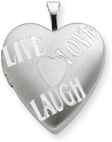 Sterling Silver 20mm with Heart LIVE, LOVE, LAUGH Heart Locket