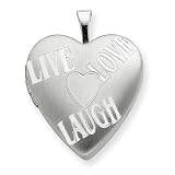 Sterling Silver 20mm with Heart LIVE, LOVE, LAUGH Heart Locket