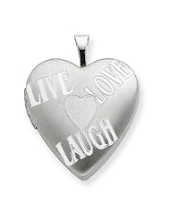 Sterling Silver 20mm with Heart LIVE, LOVE, LAUGH Heart Locket