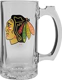 Chicago Blackhawks Beer Mug: 3D Logo Glass Tankard