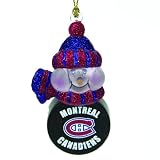 Pack of 4 NHL Montreal Canadiens LED Lighted Puck Snowmen Christmas Ornaments