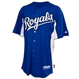 Men's Kansas City Royals Cool Base Auth Button Down Front Batting Practice Jersey,Royal/White