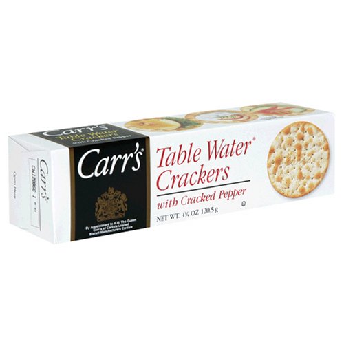 Carr's Table Water Crackers, Cracked Pepper, 4.25-Ounce Boxes (Pack of 12)
