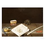 A Mouse Chewing an Almanac with a Pocket Watch, a Quill, Sealing Wax and a Box on a Ledge... by Art.com