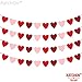 Felt Heart Garland Banner - NO DIY - Valentines day Banner Decor -Valentines Decorations - Anniversary, Wedding, Birthday Party Decorations - Red, Rose Red and Light Pink Color