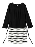 Angeliebe エンジェリーベ 授乳 口 付 ポンチ ボーダー 切替 ワンピース L ブラック
